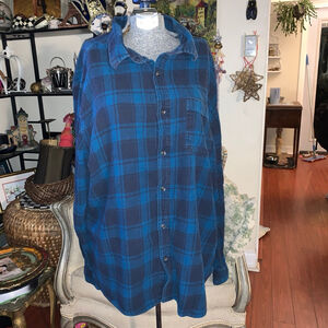 Men's George Plaid Casual Button Down Shirt XXL Blue Black